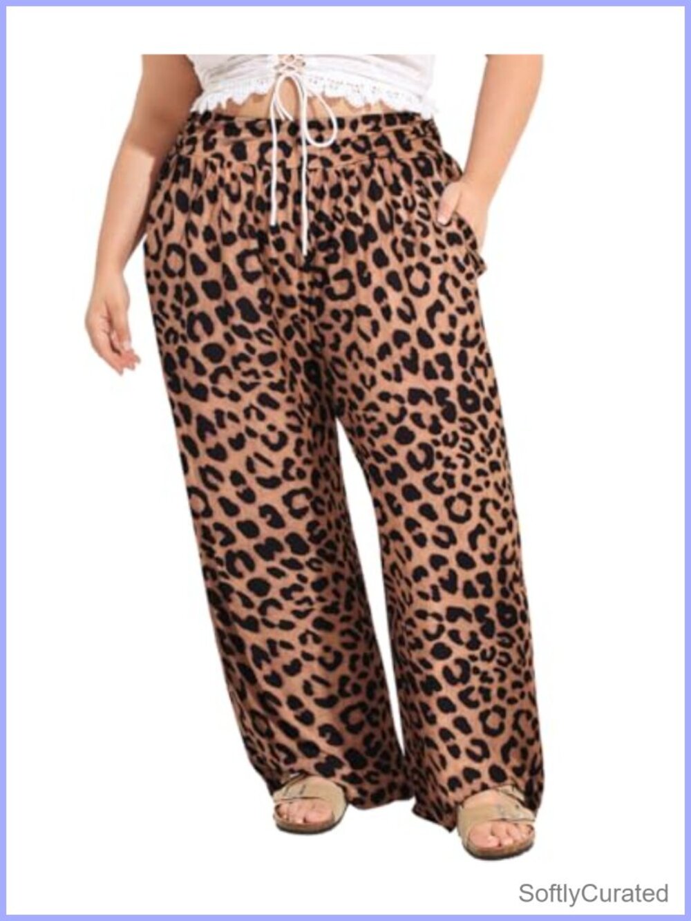 Plus Size Wide Leg Pants High Waisted Palazzo Lounge Trousers with Pockets